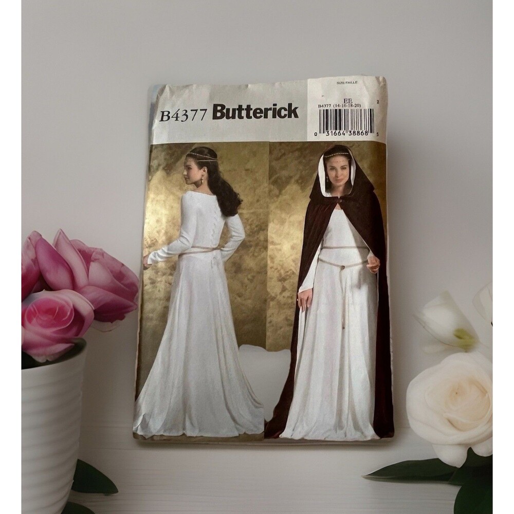 Butterick Vintage Costume 14-20 Dress Uncut Pattern 4377 Bridal Cosplay